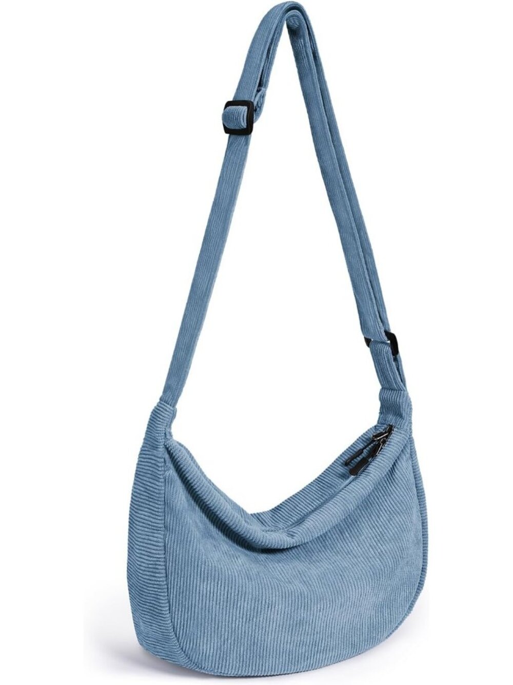 Women's Blue Lightweight Casual Crossbody Bag 2 Zippers with Adjustable Strap